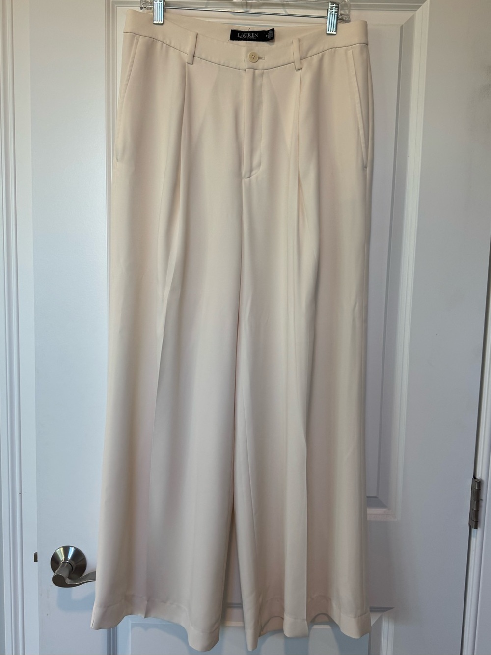 Ralph Lauren Cream Wide-Leg Trousers